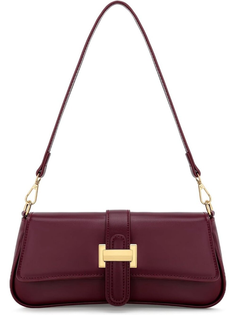 Women's Burgundy Small Hobo Vegan Leather Mini Retro Clutch Crossbody Bag